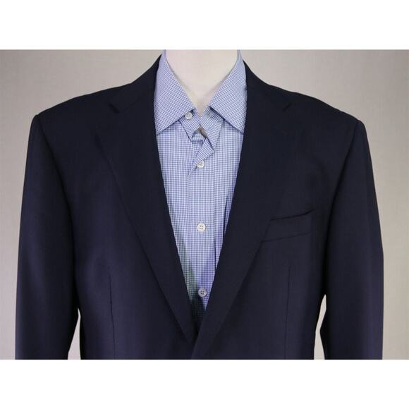 Cardinal of Canada Navy Blue Woven 2-Btn Wool Blazer w/ MOP Buttons 44R - Picture 3 of 9